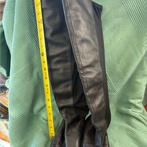 Black Leather Over-the-Knee Boots Stacked Leather Heel